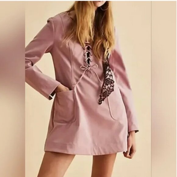 Free People Dresses & Skirts - Free People New Pink Rose Faux Suede Mini Dress size S
